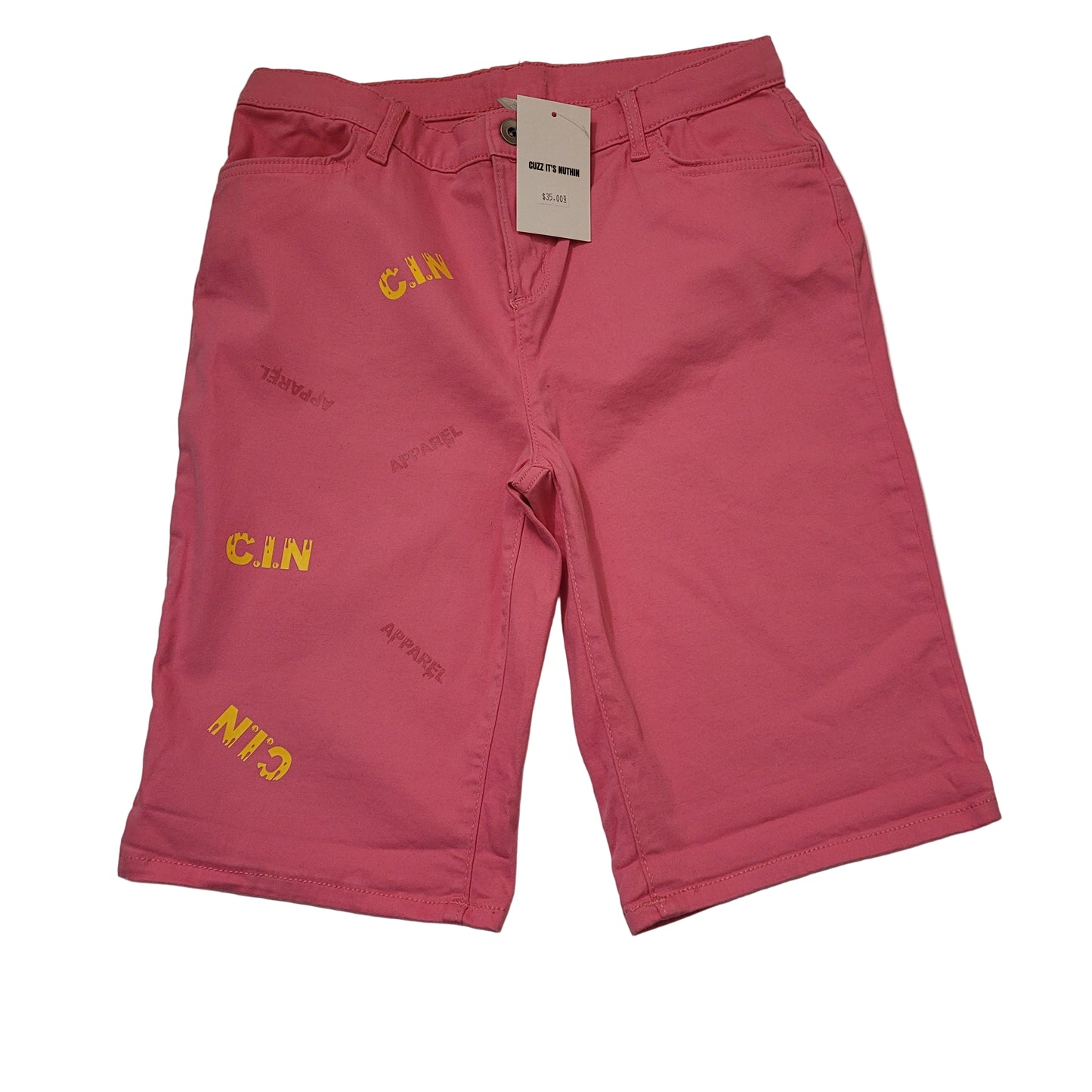 pink youth shorts
